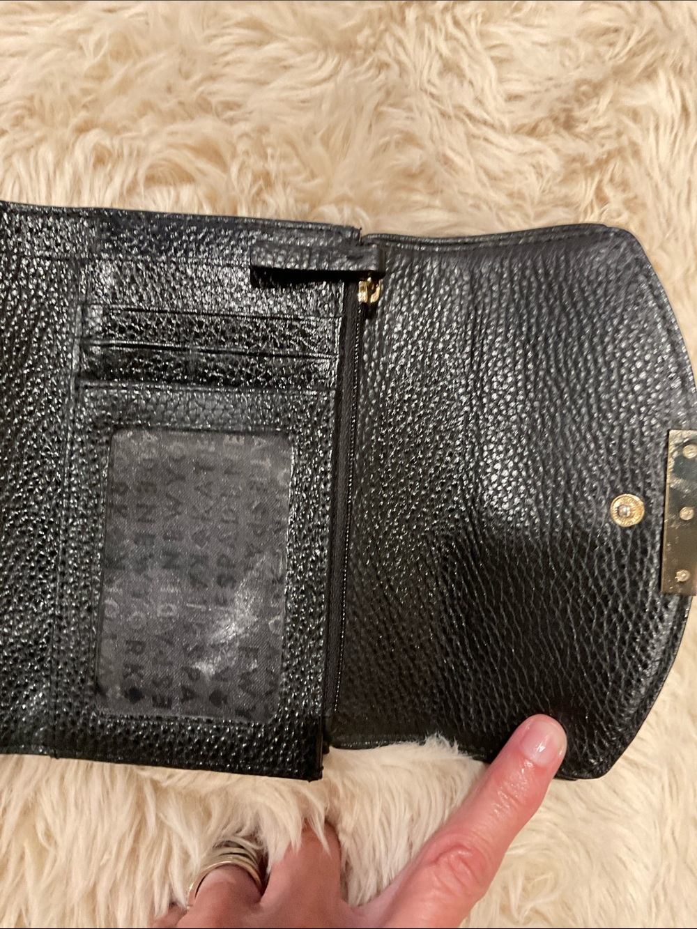 Kate Spade Black Callie Mulberry Street Pebble Leather Trifold Wallet Black EUC - Picture 5 of 8